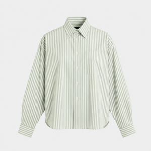 เสื้อเชิ้ตผู้ชายลายทางแขนยาวผ้าฝ้าย 100% สำหรับฤดูใบไม้ร่วง คอปกพับได้ สไตล์ลำลอง รับสกรีนโลโก้ ขายส่ง - Product Image 4