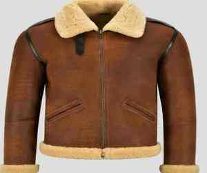 Veste en cuir de mouton pour homme, doublure épaisse, fermeture éclair, col en sherpa, vêtements d'extérieur d'hiver, service OEM - Product Image 3