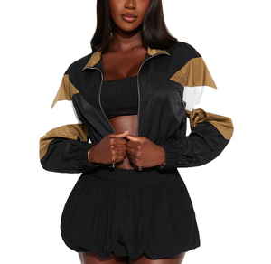 Chaqueta Cortavientos Sólida para Mujer, Manga Larga, Cuello Alto, Cierre de Cremallera, Deportiva, con Capucha Larga y Cuello Desmontable, Ligera - Product Image 3