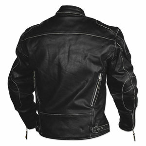Chaqueta de Motociclista Personalizada para Hombre, de Cuero Genuino, con Cuello Alto, Cierre de Cremallera, Resistente al Viento, Estilo Motero, para Otoño - Product Image 6