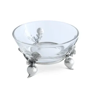 Luxury <b>Silver</b> Metal Bowl Plant Pattern Eco-Friendly Stylish Decorative Dining <b>Coffee</b> <b>Table</b> Living Room Safe Plated Zahid - Product Image 5