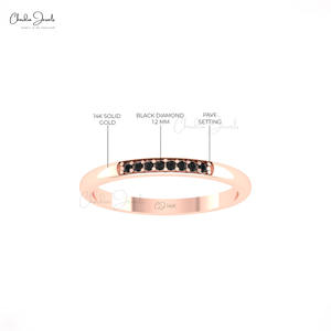 Produit Tendance 2026 : Bague Empilable en Or Massif 14 carats avec Bande Fine et Diamants Noirs Authentiques 0.06CTW, Provenant de Distributeurs en Gros - Product Image 5