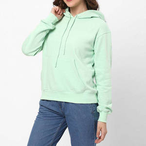 Precios al por Mayor, Sudadera con Capucha para Mujer Más Vendida, 100% Algodón Transpirable, Estilo Pullover Teñido Liso - Product Image 4