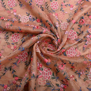 Tela de Georgette de Poliéster Bordada con Diseño Floral, Tela de Encaje Suave para Vestidos, Saris, Dupattas y Manualidades para Mujer - Product Image 3