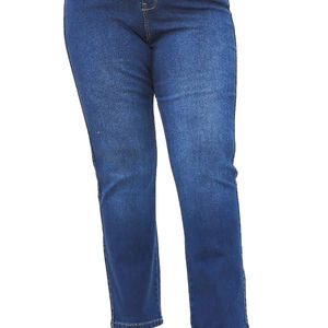 กางเกงยีนส์ทรงตรงเอวสูงแบบสกินนี่ สไตล์ลำลอง ผ้าสเตรชเนื้อแน่น สำหรับผู้หญิงไซส์พลัส ระบายอากาศได้ดี เป็นมิตรต่อสิ่งแวดล้อม ผลิตจากผ้าฝ้าย 100% คุณภาพสูง - Product Image 1