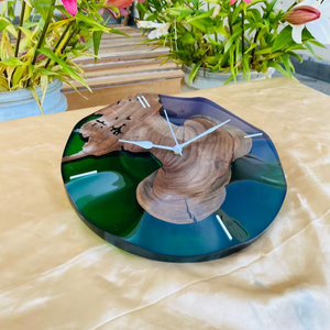 Handcrafted Wooden Epoxy Resin <b>Wall</b> <b>Clock</b> Modern Rustic Decor Silent Quartz <b>Unique</b> Home - Product Image 1