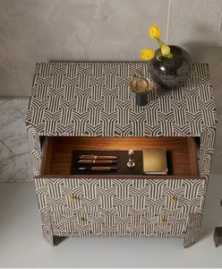 Aparador con incrustaciones de hueso, cajonera, mueble de almacenamiento moderno con patrón antiguo para sala de estar - Product Image 3