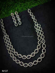 Classic American Diamond Bridal Jewelry Set Two-Piece <b>Necklace</b> <b>and</b> <b>Earrings</b> for Wedding Fashionable Classic Style - Product Image 5