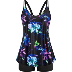 Maillot de bain tankini imprimé pour femme, tenue de plage modeste avec short, séchage rapide, idéal pour la piscine - Product Image 1