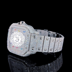 นาฬิกาข้อมือเพชรแบบ Iced Out คุณภาพเยี่ยม สีเงิน เครื่องจักรกล ETA ตัวเรือนสแตนเลส สตีล โครโนกราฟ สำหรับทั้งชายและหญิง หน้าปัดทรงกลม อนาล็อก ขนาด 21 มม. - Product Image 5