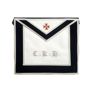 Tablier maçonnique brodé argenté Rite écossais 30e degré, Régalia avec emblème de la Croix Rouge et motif fraternitaire traditionnel - Product Image 1