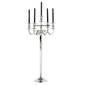 Elegant Silver <b>Candelabra</b> Tall Wedding & Christmas Aluminum Metal Wedding Centerpiece & Decoration Style - Product Image 3
