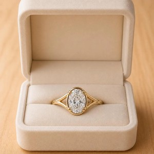 IGI Certified DEF Color VS VVS Clarity 10K 14K 18K Solid Gold Oval Cut Lab Grown Diamond Split Shank Wedding Ring Solitaire Ring - Product Image 5