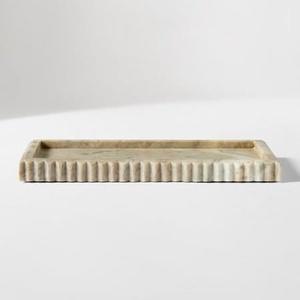 Fluted marble <b>tray</b> rectangular vanity <b>tray</b> decorative organizer jewelry <b>tray</b> soap dish <b>perfume</b> <b>tray</b> candle holder luxury stone - Product Image 1