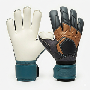 Football Goalkeeper Gloves Leather Full Finger Non-Slip Palm <b>Adjustable</b> Wrist <b>Strap</b> Unisex Sports Protection - Product Image 1