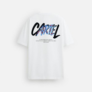 Portace Enterprises Men's <b>White</b> Casual <b>T</b>-<b>Shirt</b> Short Sleeve O-Neck 100% Cotton Jersey Fabric Printed Cartel Logo Back Soft - Product Image 4