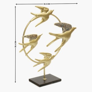 Round Birds Design Gold Metal <b>Table</b> Sculptures For Home Decor And Used As A Return Gift For Events And Parties From India - Product Image 3