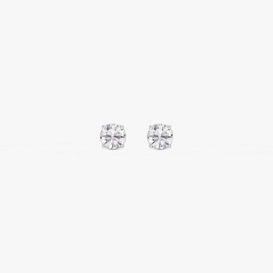 Round Cut Lab Grown Diamond Classic Four Prong Threaded <b>Back</b> Stud <b>Earrings</b> 14K White Gold Rhodium Plated 0.5 Carat Trendy - Product Image 3