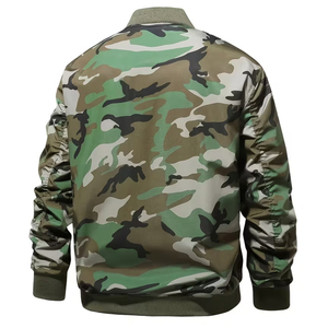 Excellent Quality <b>Camouflage</b> Bomber <b>Jacket</b> Stand Collar Zipper Closure Regular Fit Polyester Nylon Bomber <b>Jacket</b> - Product Image 2