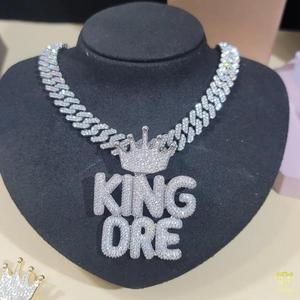 Luxury Moissanite Diamond "King Dre " Name Pendant Necklace Silver Hip Hop Jewelry Wholesale Supply - Product Image 1