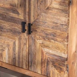 Mueble de almacenamiento Vandana Autumn Contour de madera de acacia en estilo étnico con patas de metal Geonidum - Product Image 2