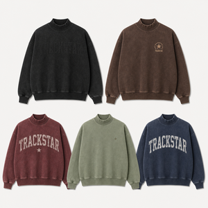 เสื้อสเวตเชิ้ตคอเต่าปักลาย Trackstar สำหรับผู้หญิง ผ้าฝ้ายถัก 100% สไตล์ลำลองแบบวาร์ซิตี้สำหรับฤดูใบไม้ร่วง ดีไซน์พิมพ์ลายตัวอักษรด้านหน้า - Product Image 5