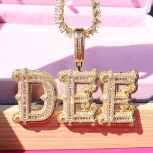 Collier pendentif de luxe DBE avec diamant de laboratoire, plaqué or 18 carats, chaîne hip-hop, bijou statement, cadeau pour femme - Product Image 2