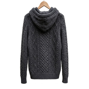 Pull-over en coton tricoté 100% pour homme, design classique, à capuche, avec poignets et ourlet côtelés, décontracté, avec poche, coupe-vent et imperméable - Product Image 5