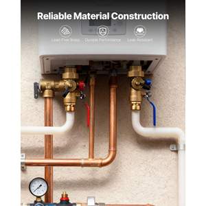 Kit de Válvulas de Servicio para Calentador de Agua sin Tanque de 3/4 Pulgadas, Latón sin Plomo, 2 Piezas, Válvulas de Aislamiento NPT de 3/4\", Válvulas PTC de 3/4\" para Calentadores de Agua - Product Image 3