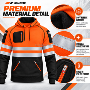 Sudadera de Seguridad Reflectante de Alta Visibilidad, Unisex, Certificación CE, Secado Rápido, Negra y Naranja, Venta al Por Mayor, Personalizable - Product Image 5