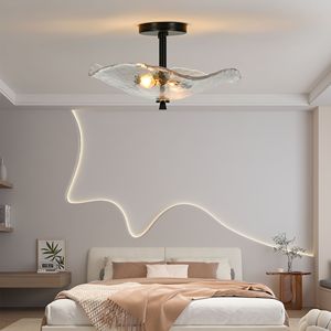 Ceiling <b>Light</b> Fixtures Indoor Outdoor Flush Mount with Water Ripple Glass <b>Shade</b> for Hallway <b>Kitchen</b> Bedroom Porch - Product Image 3