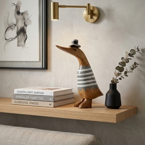 Sculpture décorative de canard en bambou, art déco en bois, faite à la main, écologique, pour salon, chambre, bureau, maison moderne - Product Image 5