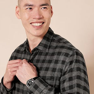 Men's Black Gray <b>Plaid</b> Flannel Long Sleeve Casual <b>Shirt</b> Full Sleeve Turn-down Collar Anti-Wrinkle Cotton Autumn Wear - Product Image 3