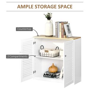 Mobiletto bianco autoportante con ante a persiana per cucina, soggiorno, corridoio, soluzione di archiviazione stabile per home bar - Product Image 5