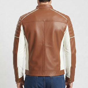 Classic Motorcycle Leather Jackets Men Premium Genuine Cowhide Biker Coat Stand Collar Zipper Closure Slim Fit Biker Coat Autumn - Product Image 2