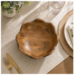 Bol à salade et à fruits en bois de manguier sculpté à la main, grand modèle, vaisselle de cuisine écologique, design minimaliste, décoration d'intérieur - Product Image 6