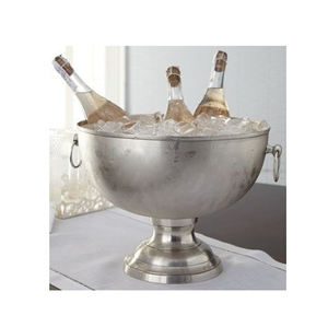 Ensemble de 2 seaux à glace en aluminium métallique de luxe, finition antique, pour la décoration de table à la maison ou à l'hôtel - Product Image 4