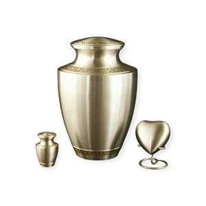 Urne funéraire élégante en or champagne pour adulte avec coffret commémoratif en forme de cœur - Product Image 1