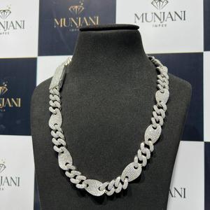 Collar Unisex Estilo Hip Hop de Plata S925, Calidad Premium, Diamantes de Laboratorio con Certificación IGI, Corte Brillante, Cadena de Eslabones - Product Image 3