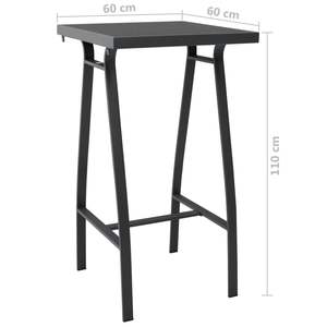 Tavolo da Bar da Giardino di Media Dimensione con Vetro Temperato Nero e Grigio Scuro, Arredo Funzionale per Esterni - Product Image 5