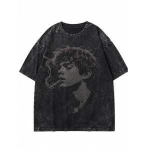 เสื้อยืดแฟชั่นขายส่ง ประดับเพชรเทียมแบบฮอตดริลล์ ไซส์ใหญ่ ออกแบบโลโก้ได้ตามต้องการ ประกายวิบวับหรูหรา เสื้อยืดผู้ชาย - Product Image 2
