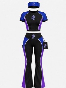 Conjunto de 3 piezas para mujer con top, leggings y diadema, tela suave y flexible, diseñado para entrenamientos, yoga, jogging y comodidad informal. - Product Image 1