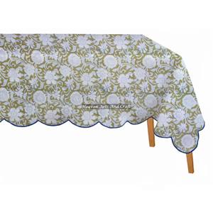 Mantel Rectangular Personalizado 100% Algodón Suave, Estampado a Mano con Diseño Floral Étnico Jaipuri, para Bodas y Cenas - Product Image 5
