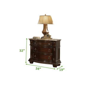 Mahogany <b>Panel</b> Bed features an upholstered <b>headboard</b> and intricate wood carvings with nightstands and mirrors for bedroom use - Product Image 6