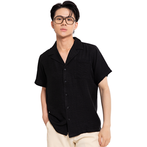 Chemise décontractée à manches courtes en lin et coton pour homme, col marin, couleur unie, respirante, tissu popeline d'été - Product Image 3