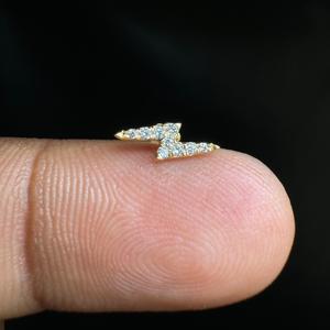 Timeless Lightning Bolt Diamond <b>Earring</b> In 14K Gold For Conch Helix And <b>Tragus</b> <b>Piercing</b> - Product Image 5