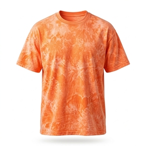 เสื้อยืดผู้ชายไซส์ใหญ่ ลายมัดย้อม แขนสั้น คอกลม ผ้าถัก สวมใส่สบาย ลายสีส้ม ผ้าฝ้าย - Product Image 1