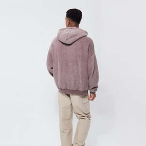 Sudaderas con Capucha para Hombre, Color Negro Sólido, Lavado Ácido, Personalizables, con Estampado Puff Bordado, para Invierno - Product Image 3