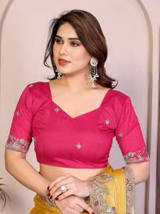 Je cherche un sari de la même couleur, magnifique, pour un mariage, en tissu de soie chiffon Fendy doux de qualité supérieure avec C-pallu. - Product Image 5