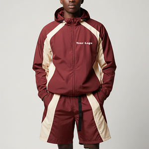 New Design Fashionable Streetwear Cargo Pocket Hooded <b>Set</b> Training Jogging Wear Lightweight Windbreaker Short <b>Set</b> - Product Image 6